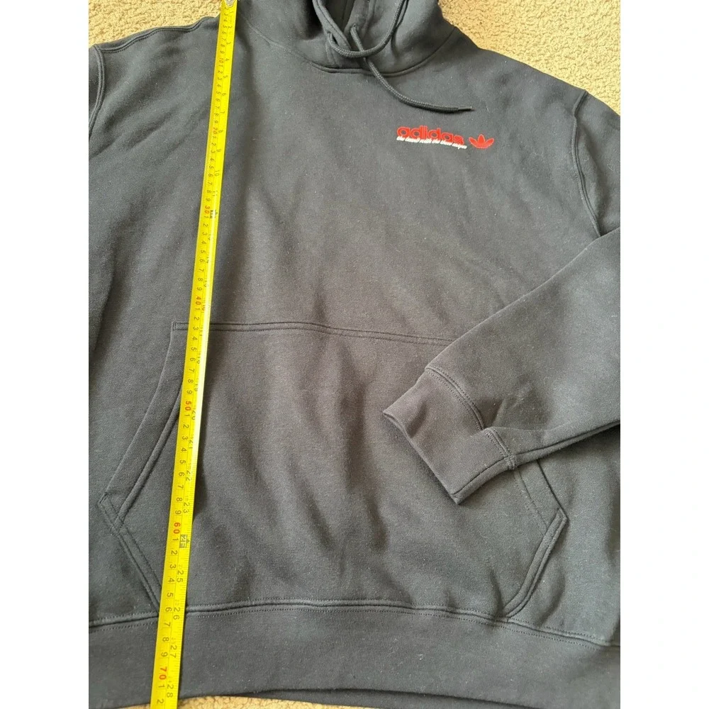 New Adidas Long Sleeve Pullover Hoodie Sweatshirt Linear Tref Logo Black XL JBHS
